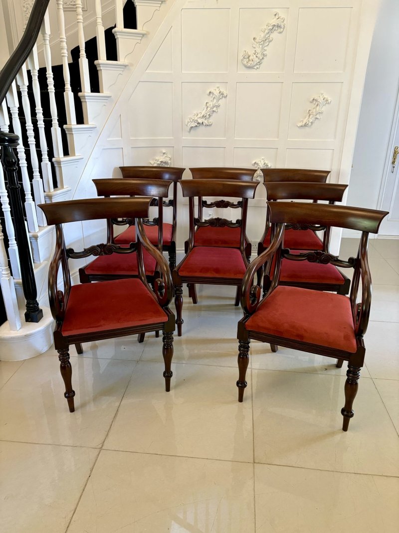 Set of 8 Antique Regency Quality Mahogany Dining Chairs - Image 2